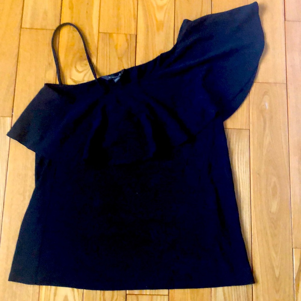 Black one shoulder ruffle top - Banana Republic.